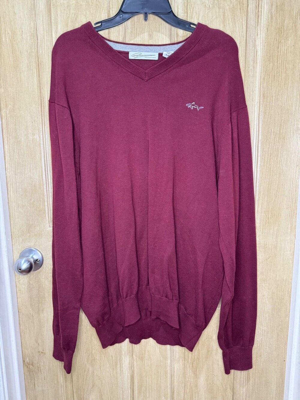 Greg Norman Men's Cotton V-Neck Sweater Burgundy Size XL